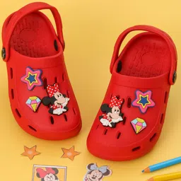 Disney by Yellow Bee Solid Perforated Minnie Mouse Clogs With Star & Gem Charms - Red-picture-26