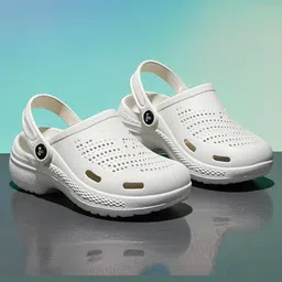 Toothless Solid Perforated Slingback Clogs - White-picture-15