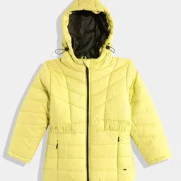 OKANE Woven Full Sleeves Solid Color Hooded Puffer Jacket - Yellow-image-34