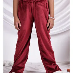 NEUDIS Velvet Knit Solid Pants - Wine-picture-15