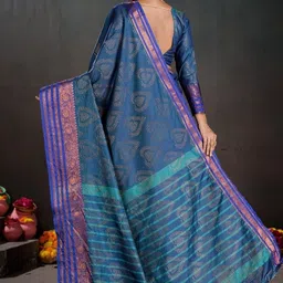 PEENGAX Woven Design Zari Silk Blend Handloom Kanjeevaram Saree image 5