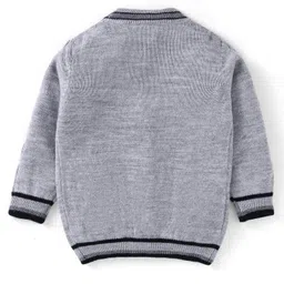 Babyhug Knitted Full Sleeves Front Open Sweater With Cable Knit Design - Grey image 2