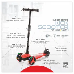 JoyRide EL GOZO LED Kick Scooter for Kids, Smart 3 Wheel Kids Scooter with 4 Height Adjustable Handle, Runner with Led PU Wheels & Brake image 2