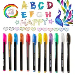 Bunie Glitter Neon Color Pen Set12 Pcs Multicolor image 2