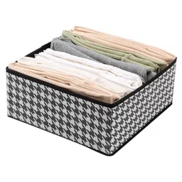 House of Quirk Foldable Cloth Storage Box Closet Dresser Drawer Organizer with Drawers With Zipper For Ties, Scarves, Set of 6 - Black image 2