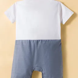 Mark & Mia Knit Half Sleeves Party Romper With Attached Waistcoat & Bow - Blue image 2