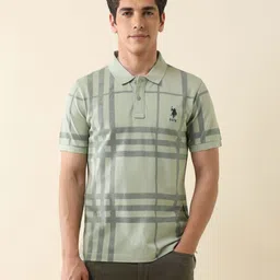 U.S. Polo Assn. Men Checked Polo Collar Cotton T-shirt-picture-38