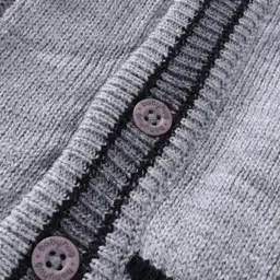 Babyhug Knitted Full Sleeves Front Open Sweater With Cable Knit Design - Grey image 3