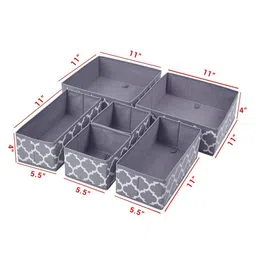 House of Quirk Foldable Cloth Storage Box Closet Dresser Drawer Organizer with Drawers With Zipper For Ties, Scarves, Set of 6 - Black image 3