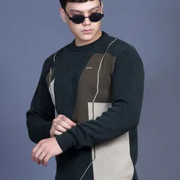 GODFREY Men Colorblocked Round Neck Full Sleeve Pullover-image-46