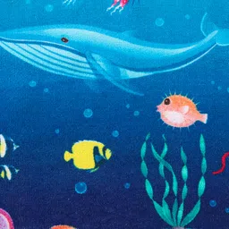 Babyhug Terry Woven Sea Life  Print Towel L 100 x B 50 cm - Blue image 4