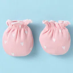 Ben Benny Interlock Knit Mittens & Booties Set with Hearts PrintPack of 2 - Dark Pink & Pink image 4