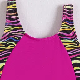 Mark & Mia Sleeveless V Cut Swimsuit Tiger Stripes Print - Fuschia image 4