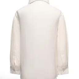 Rikidoos Cotton Woven Full Sleeves Textured 3 Piece Party Suit Set With Bow - White & Pista image 5