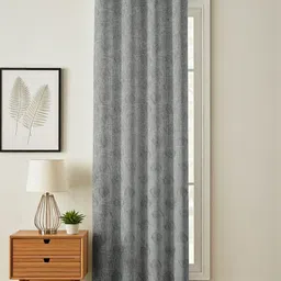GEET CREATIONS Grey Floral Room Darkening Window Curtain-image-73
