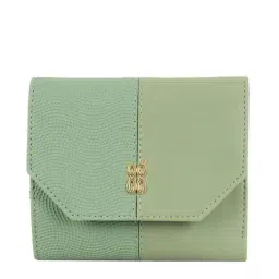 Baggit Shale Green Textured Tri-Fold Wallet for Women-image-38