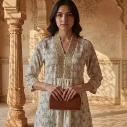 Rangita Off White Floral Print Kurta image 5