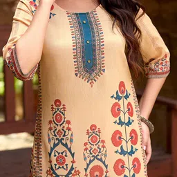 MOJILAA Printed Round Neck Tunic With Palazzo image 4