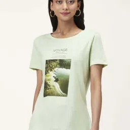 Honey by Pantaloons Green Cotton Printed T-Shirt-image-99