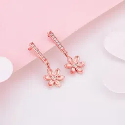 GIVA 92.5 Sterling Silver Rose Gold Flowery Bliss Drop Earrings-picture-20
