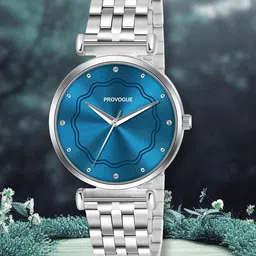 Provogue Women Brass Patterned Dial & Stainless Steel Wrap Around Straps Analogue Watch PR-LR015-BLU-CH-image-17