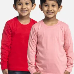 Friskers Kids Red & Pink Cotton Full Sleeves T-Shirt (Pack of 2)-image-44