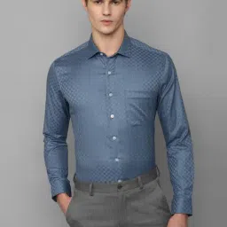 Louis Philippe Permapress Blue Cotton Slim Fit Printed Shirt-picture-40