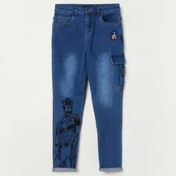 Fame Forever by Lifestyle Kids Blue Cotton Printed Jeans-picture-29