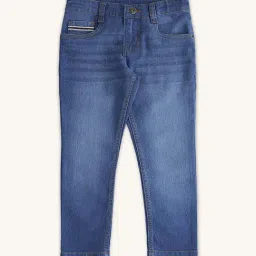 Pantaloons Junior Kids Blue Cotton Tapered Fit Jeans-image-58