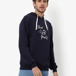 Campus Sutra Blue Cotton Regular Fit Printed Hooded Sweatshirt-picture-20
