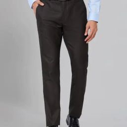 Raymond Dark Brown Slim Fit Flat Front Trousers-picture-11