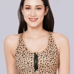 Inner Sense Animal Printed Lightly Padded Organic Cotton Bamboo Antimicrobial Sports Bra-picture-12