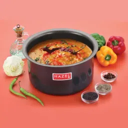 HAZEL Hard Anodised Tope Patila 3mm Aluminium Anodized Boiling Vessels Bhagona Dekchi, 3200 ml,Black-picture-29
