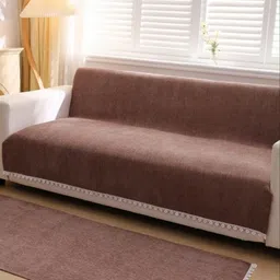 HOMETHREADS Brown & Brown Solid Sofa Cover image 4