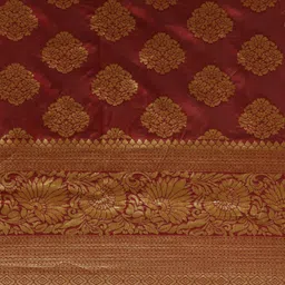 Mitera Maroon & Gold-Toned Art Silk Woven Design Banarasi Saree image 3