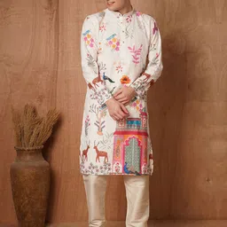 TRYBUY.IN Men Ethnic Motifs Printed Chikankari Indie Prints Kurta image 3