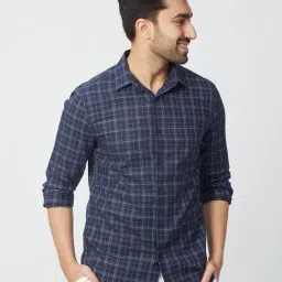 The Bleu Label Navy Slim Fit Check Shirt-picture-12