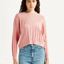 Levi's Pink Cotton Relaxed Fit Textured Sweater-picture-37