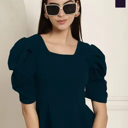 Metronaut Women Pack Of 2 Square Neck Puff Sleeve Peplum Top-picture-14