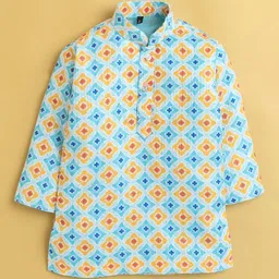 Sangria Boys Printed Mandarin Collar Straight Kurta & Pyjamas Set image 3