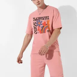 Campus Sutra Pink Regular Fit Oversized Only Human Printed Co-Ord Set-image-34