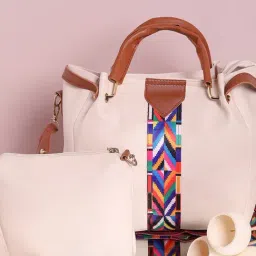 HauteSauce White Medium Handheld Handbag Combo Set-picture-22