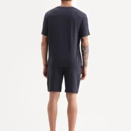 Rare Rabbit Pont Navy Blue Cotton Blend Relaxed Fit Plain Stretchable Shorts image 2