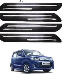 SCA Rubber Car Side Bumper Protector Guard with Double Chrome Strip for Maruti Suzuki WagonR New Model Black (Set of 4)-picture-32