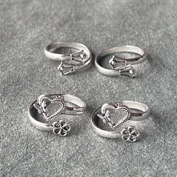 kp jewels Women & Girls Metal Fancy Glossy finish Toe Ring Adjustable Bichiya/Leg Finger Ring-Combo-2 (A_C_P_110765_Silver) image 2
