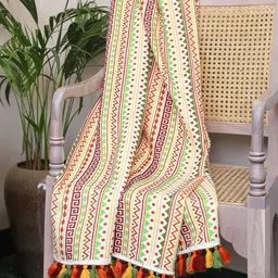 Sangria Aztec Echoes Printed Cotton 3-Pieces Square Cushion Covers & Throw - 16 in image 2