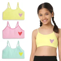 Plan B Heartthrob Placement Printed Pack of 3 Training Bras - Pink Green & Lemon-picture-28