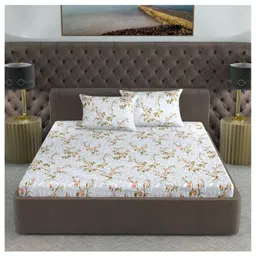 Divine Casa 100% Cotton King Size Bedsheet with 2 Pillow Covers - 200 TC Premium Soft Fabric, 270x270 cm, Elegant Design for Bedroom Décor image 1