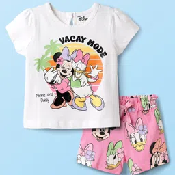 Babyhug Disney Single Jersey Knit Half Sleeves Shorts Night Suit With Minnie and Friends Graphics - Multicolor-picture-20
