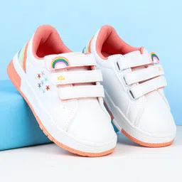 Babyoye Velcro Closure Casual Shoes With Rainbow Applique - White-picture-29